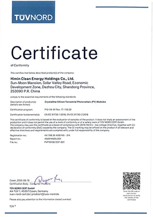 CE Certificate of Conformity